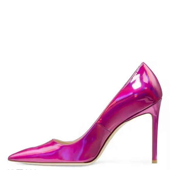Hot pink metallic stuart weitzman pumps - Picture 3 of 5